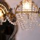 Vintage Italian Style Brass Enameled Chandelier with Clear Garland Strands - 2 cm Drops